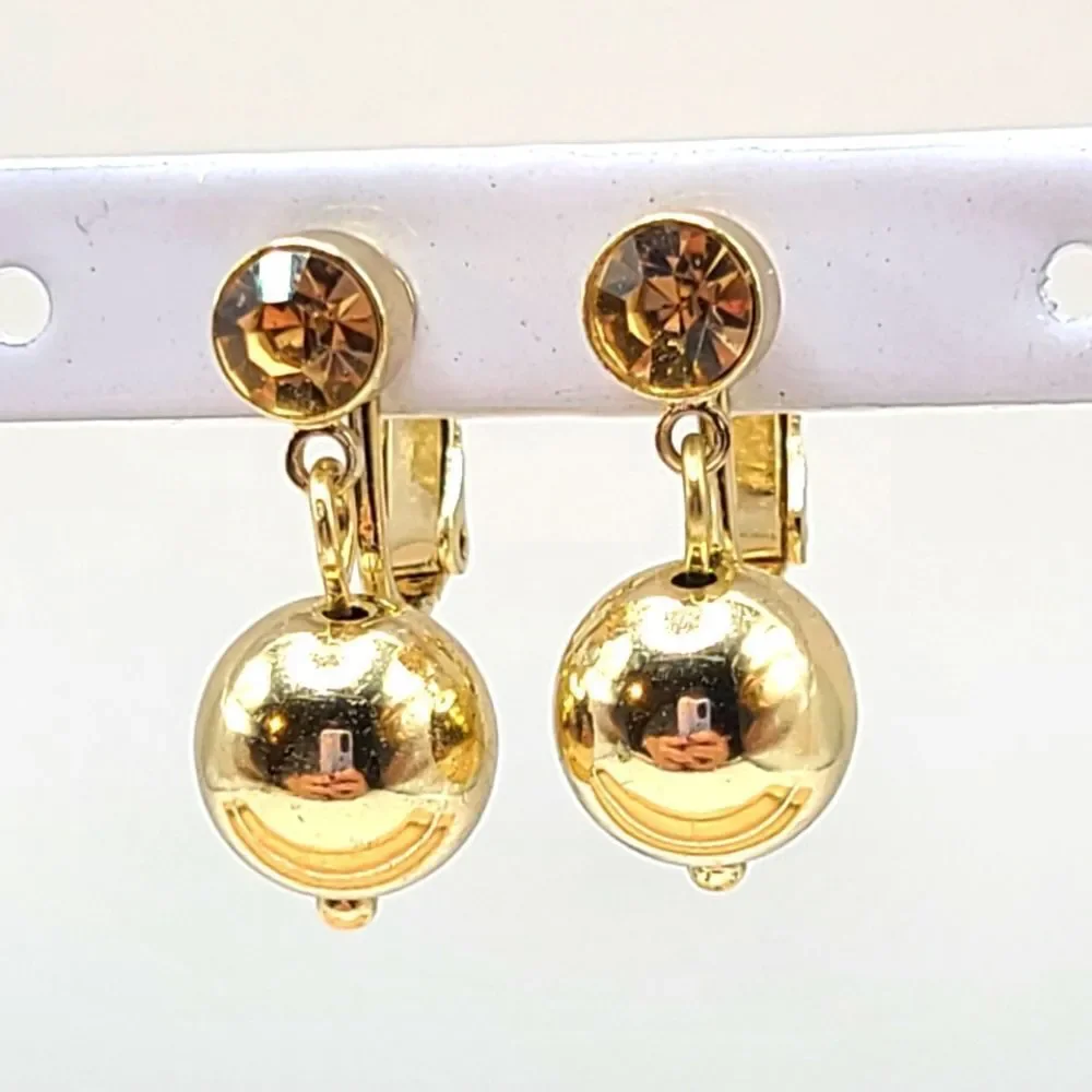 Joan Rivers Gold clip on Earrings with Crystal Rhinestone